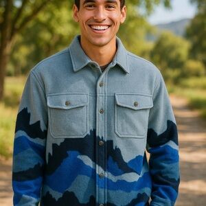 Wild Fable Men's Blue and Gray Shirt Jacket